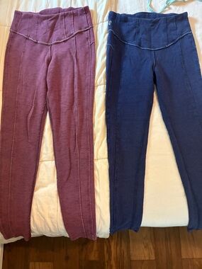 Free People Women's Knit Leggings in Purple and Navy